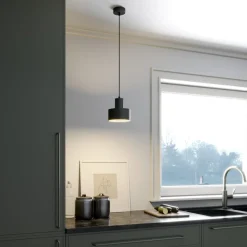 Hanglamp Rif van metaal, zwart, Ø 15 cm