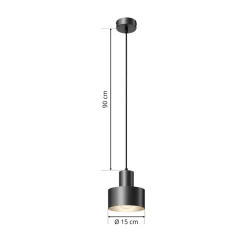 Hanglamp Rif van metaal, zwart, Ø 15 cm