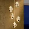 Hanglamp Rocio, 5-lamps, rond, metaal, glas, goud
