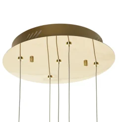 Hanglamp Rocio, 5-lamps, rond, metaal, glas, goud