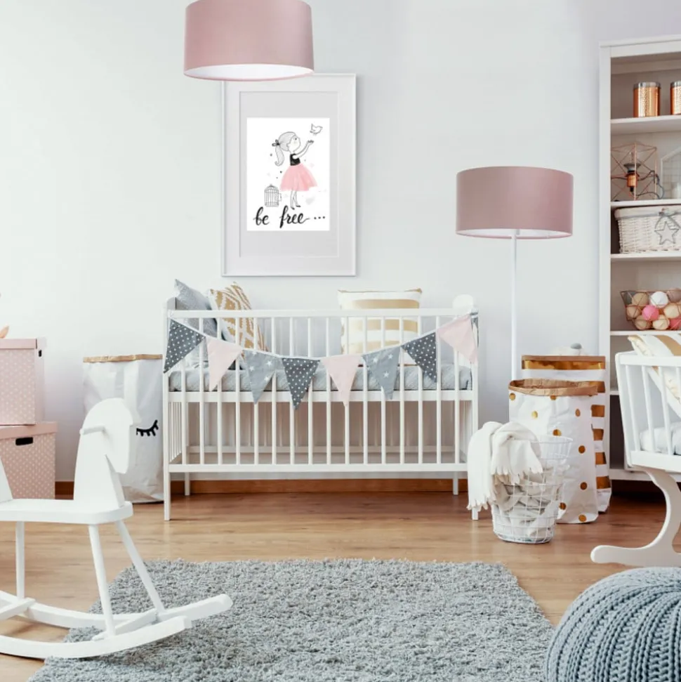 Hanglamp Rosabelle, cilindrisch roze 1-lamp Ø50cm