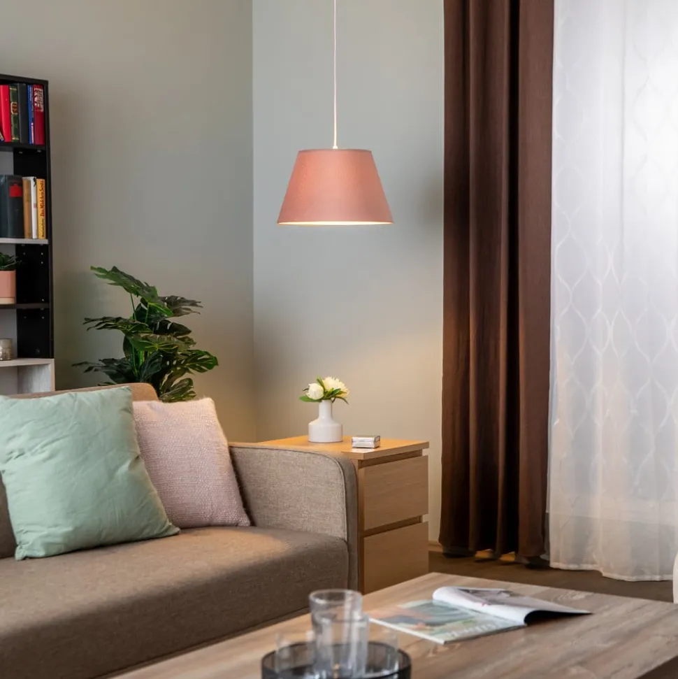 Hanglamp Rosabelle, kegelvormig, roze, 1-lamp.