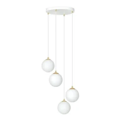 Hanglamp Royal, 4-lamps, opaalwit/wit, glas, E14