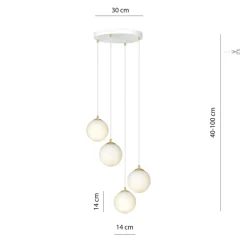 Hanglamp Royal, 4-lamps, opaalwit/wit, glas, E14