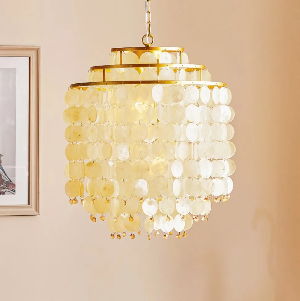 Hanglamp Ruben met kap van parelmoer schijven