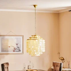 Hanglamp Ruben met kap van parelmoer schijven