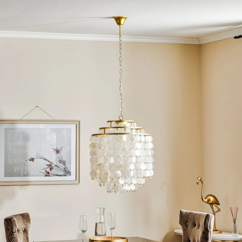 Hanglamp Ruben met kap van parelmoer schijven