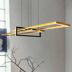 Hanglamp Salinas, messingkleurig, metaal, 110 cm lang