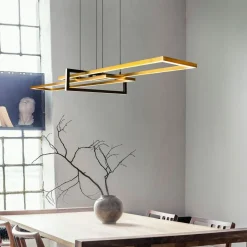 Hanglamp Salinas, messingkleurig, metaal, 110 cm lang