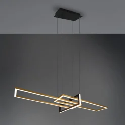 Hanglamp Salinas, messingkleurig, metaal, 110 cm lang