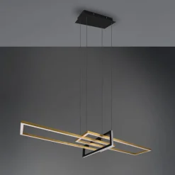 Hanglamp Salinas, messingkleurig, metaal, 110 cm lang