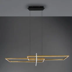 Hanglamp Salinas, messingkleurig, metaal, 110 cm lang