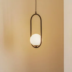 Hanglamp Samba, opaalglas/zwart 1-lamp