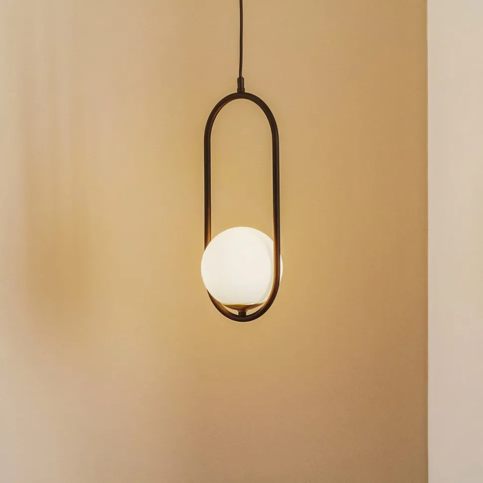 Hanglamp Samba, opaalglas/zwart 1-lamp