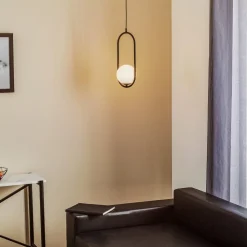 Hanglamp Samba, opaalglas/zwart 1-lamp