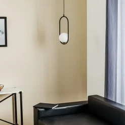 Hanglamp Samba, opaalglas/zwart 1-lamp