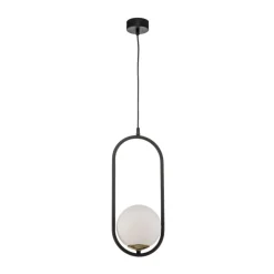 Hanglamp Samba, opaalglas/zwart 1-lamp