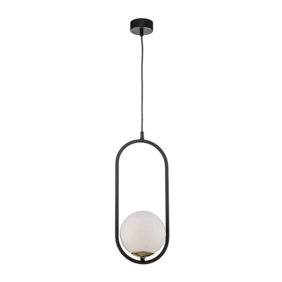 Hanglamp Samba, opaalglas/zwart 1-lamp