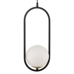 Hanglamp Samba, opaalglas/zwart 1-lamp