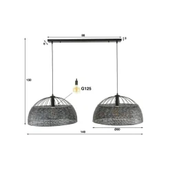 Hanglamp Setengah 2-lamps kappen paddenstoelvormig