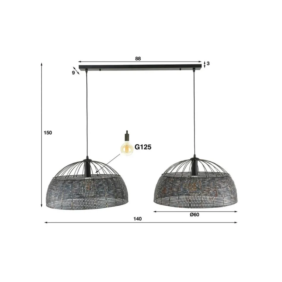 Hanglamp Setengah 2-lamps kappen paddenstoelvormig