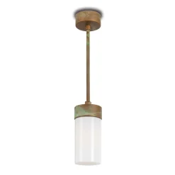 Hanglamp Silindar 3358, messing antiek/opaal