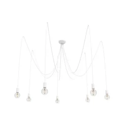 Hanglamp Spider in wit, 7-lamps