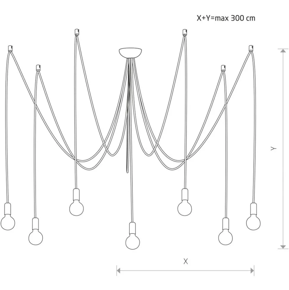 Hanglamp Spider in wit, 7-lamps