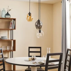 Hanglamp Starla, glas grafiet/amber/helder, 3-lamps rond