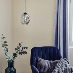 Hanglamp Starla, glas grafiet, 1-lamp rond