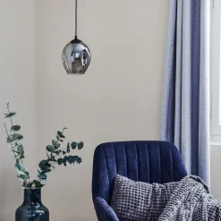 Hanglamp Starla, glas grafiet, 1-lamp rond