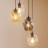 Hanglamp Starla rond 4-lamps grafiet/amber/helder