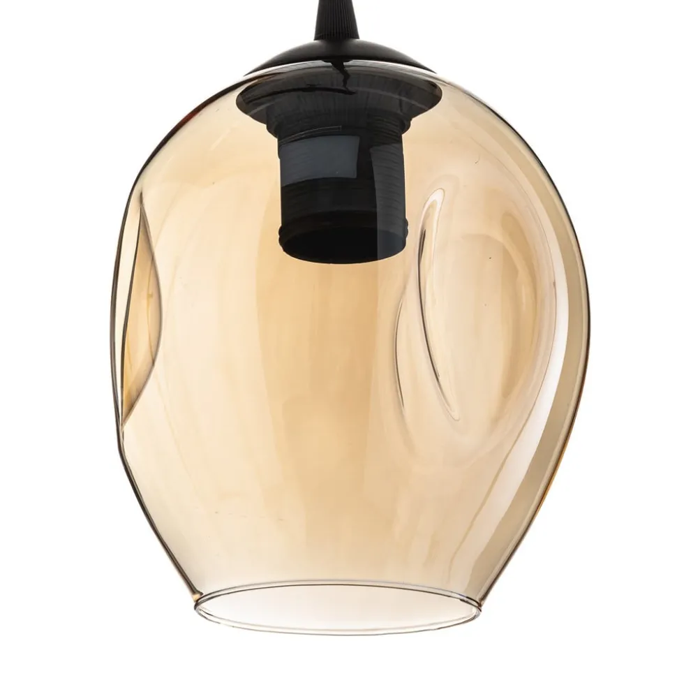 Hanglamp Starla rond 4-lamps grafiet/amber/helder