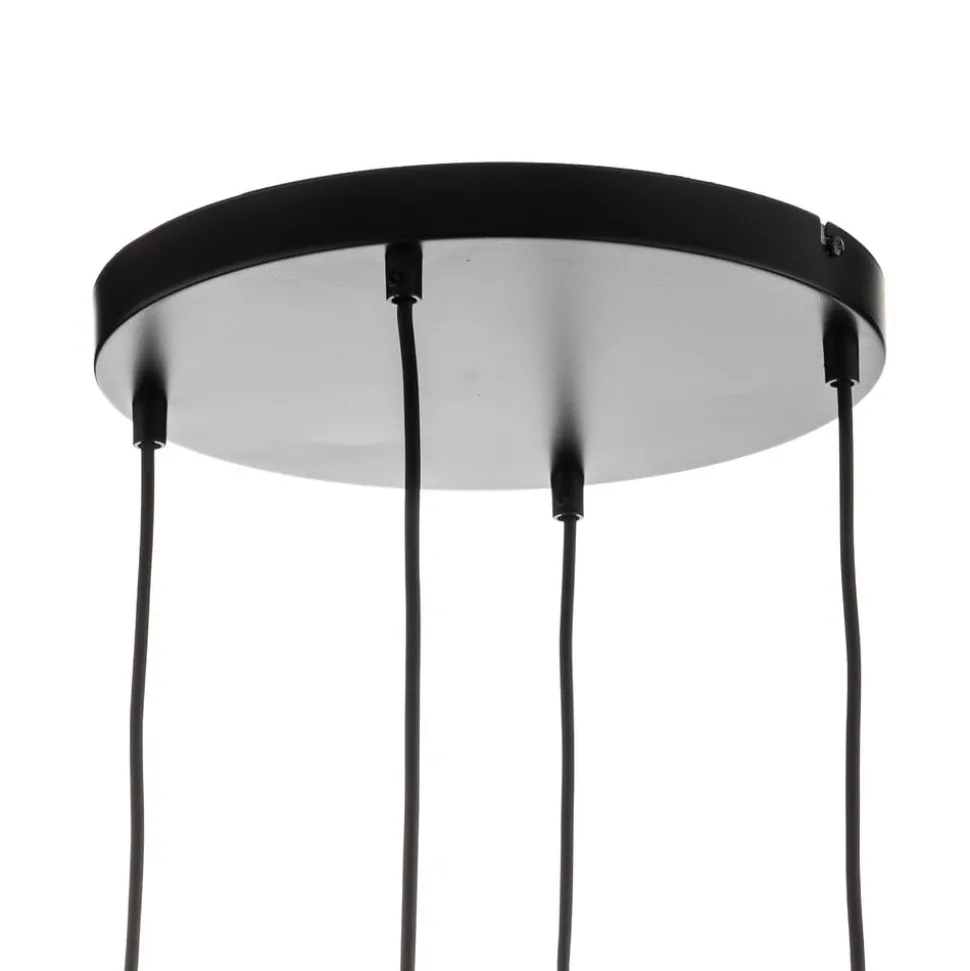 Hanglamp Starla rond 4-lamps grafiet/amber/helder