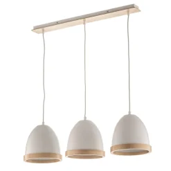 Hanglamp Studio met houtdecor 3-lamps wit