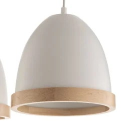 Hanglamp Studio met houtdecor 3-lamps wit