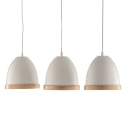 Hanglamp Studio met houtdecor 3-lamps wit