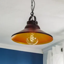 Hanglamp Taft met kap in zwart en goud