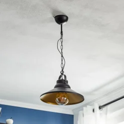 Hanglamp Taft met kap in zwart en goud