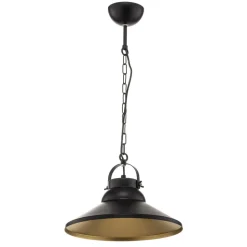 Hanglamp Taft met kap in zwart en goud