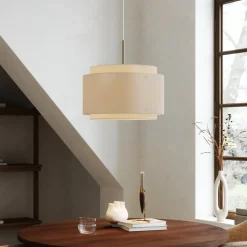Hanglamp Takai met dubbellaags stoffen kap