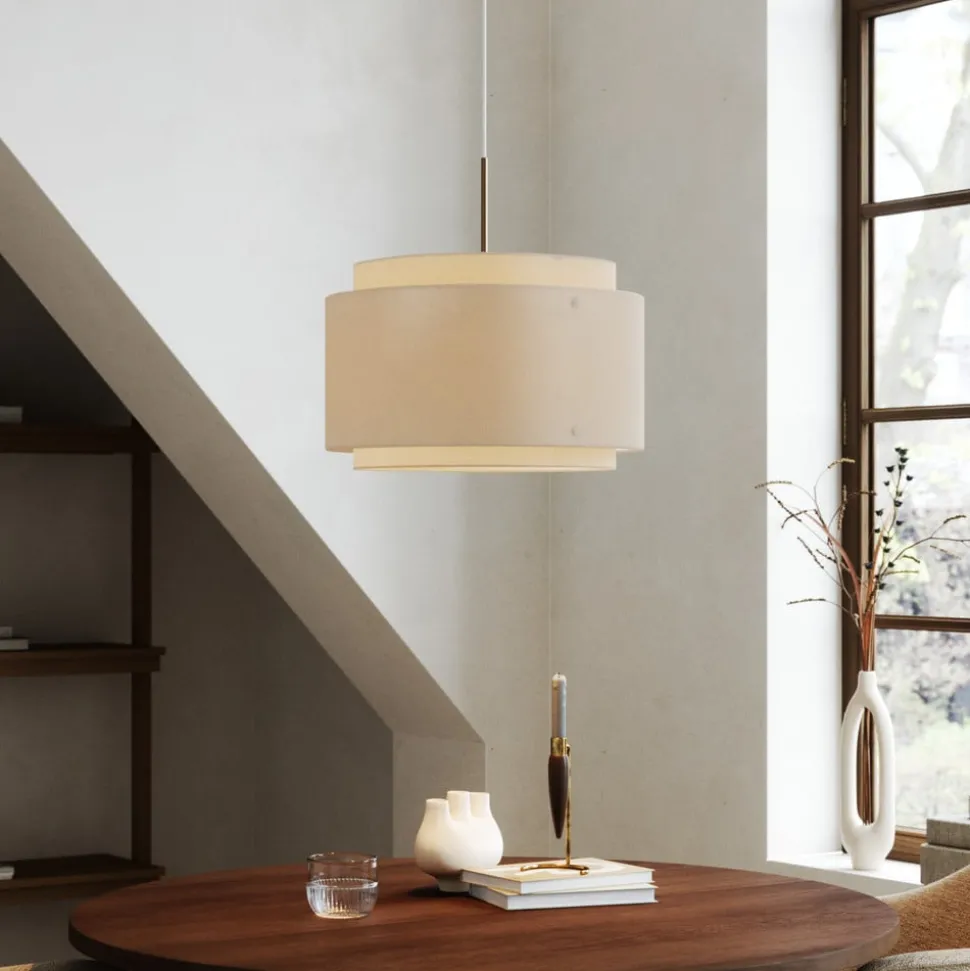 Hanglamp Takai met dubbellaags stoffen kap