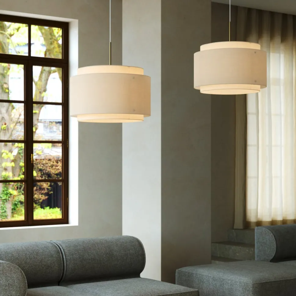 Hanglamp Takai met dubbellaags stoffen kap