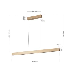 Hanglamp Tara, goudkleurig, lengte 120 cm, aluminium/staal