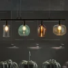 Hanglamp Telesto met glazen kappen, 4-lamps