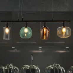 Hanglamp Telesto met glazen kappen, 4-lamps