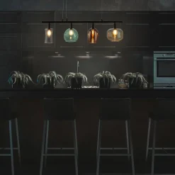 Hanglamp Telesto met glazen kappen, 4-lamps