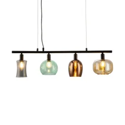 Hanglamp Telesto met glazen kappen, 4-lamps