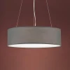 Hanglamp Ufo met grijze stoffen lampenkap