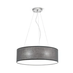 Hanglamp Ufo met grijze stoffen lampenkap